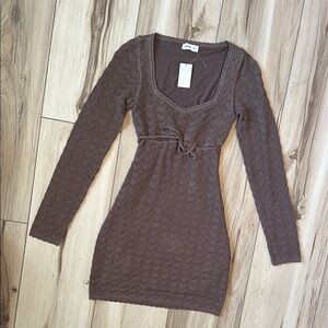 Hollister Brown Bodycon Long Sleeve Dress